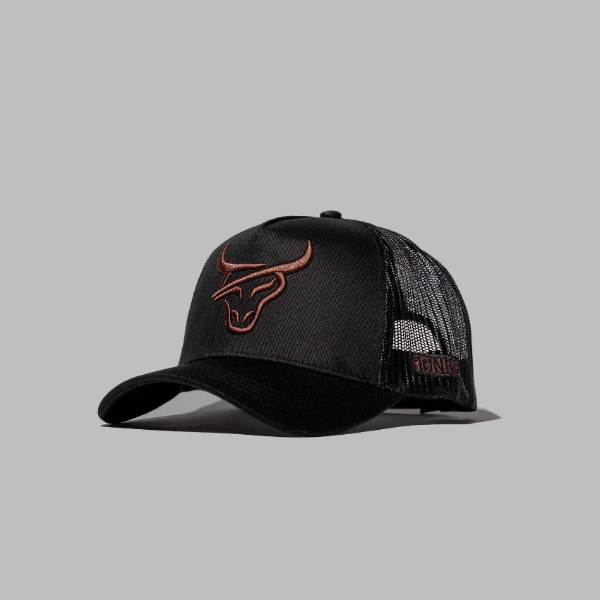 HONKER BULL HAT - BLACK/BROWN- MESH