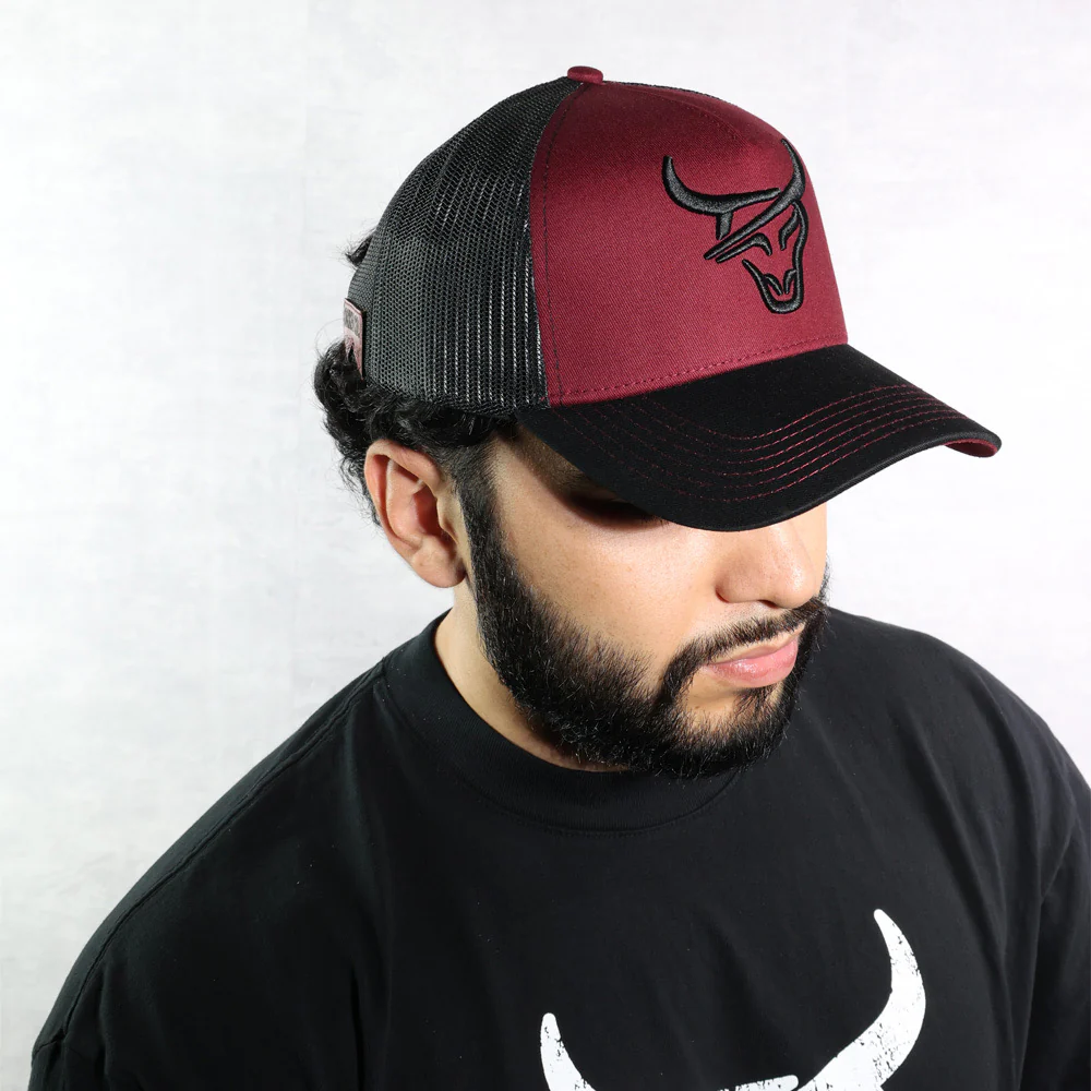 HONKER BULL HAT - MAROON/BLACK - MESH - Image 2