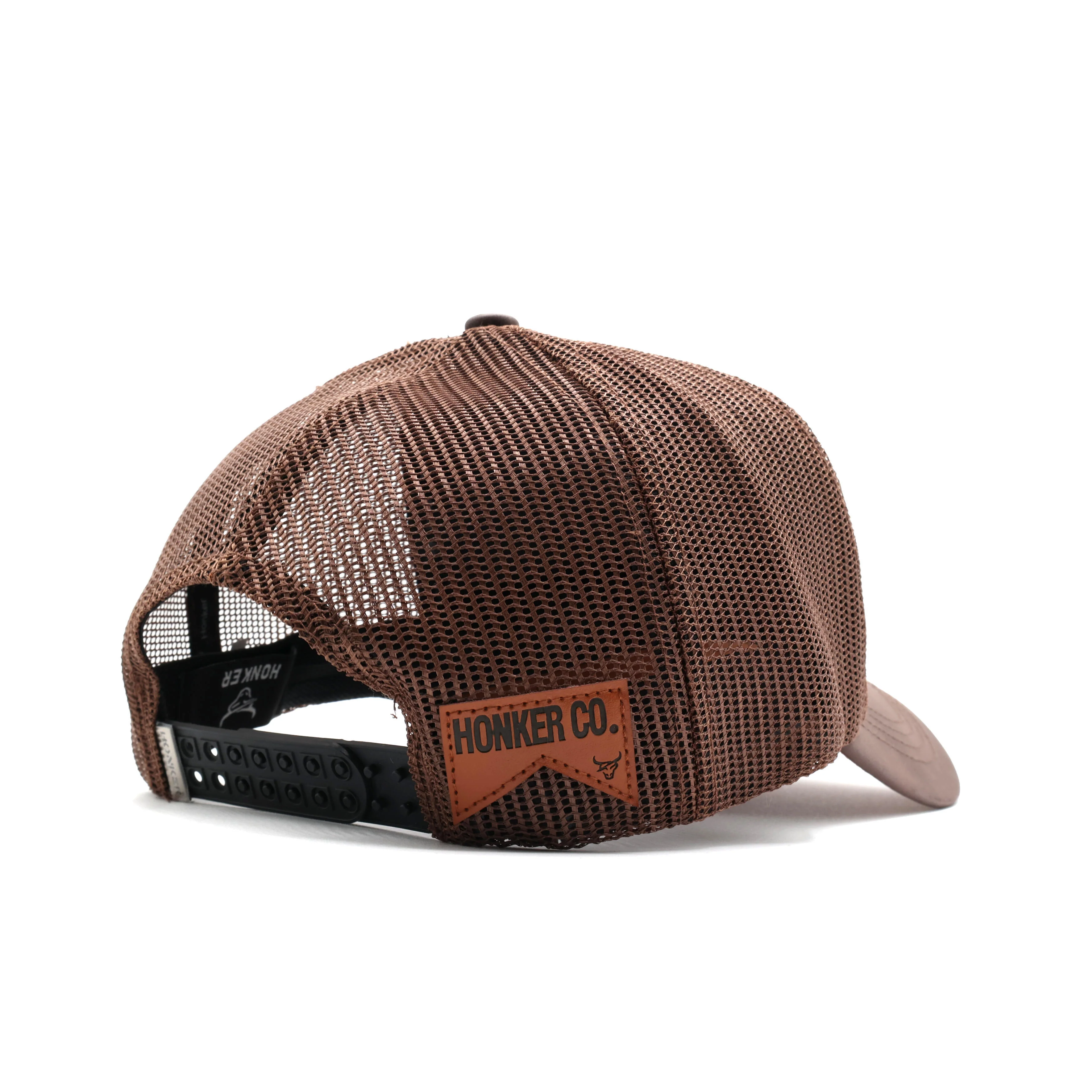 HONKER BULL HAT KHAKI/BROWN LEATHER BRIM - MESH - Image 3