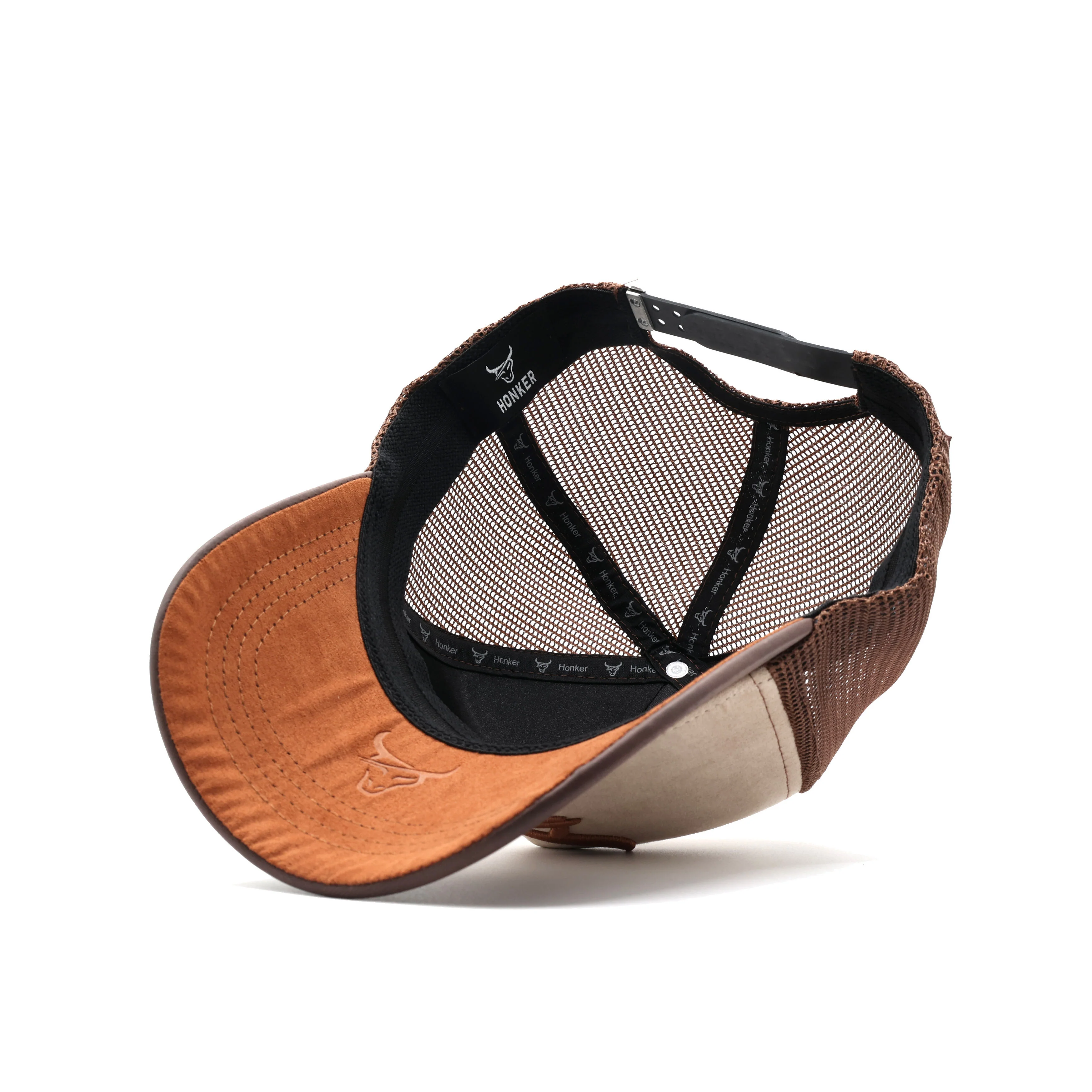 HONKER BULL HAT KHAKI/BROWN LEATHER BRIM - MESH - Image 4