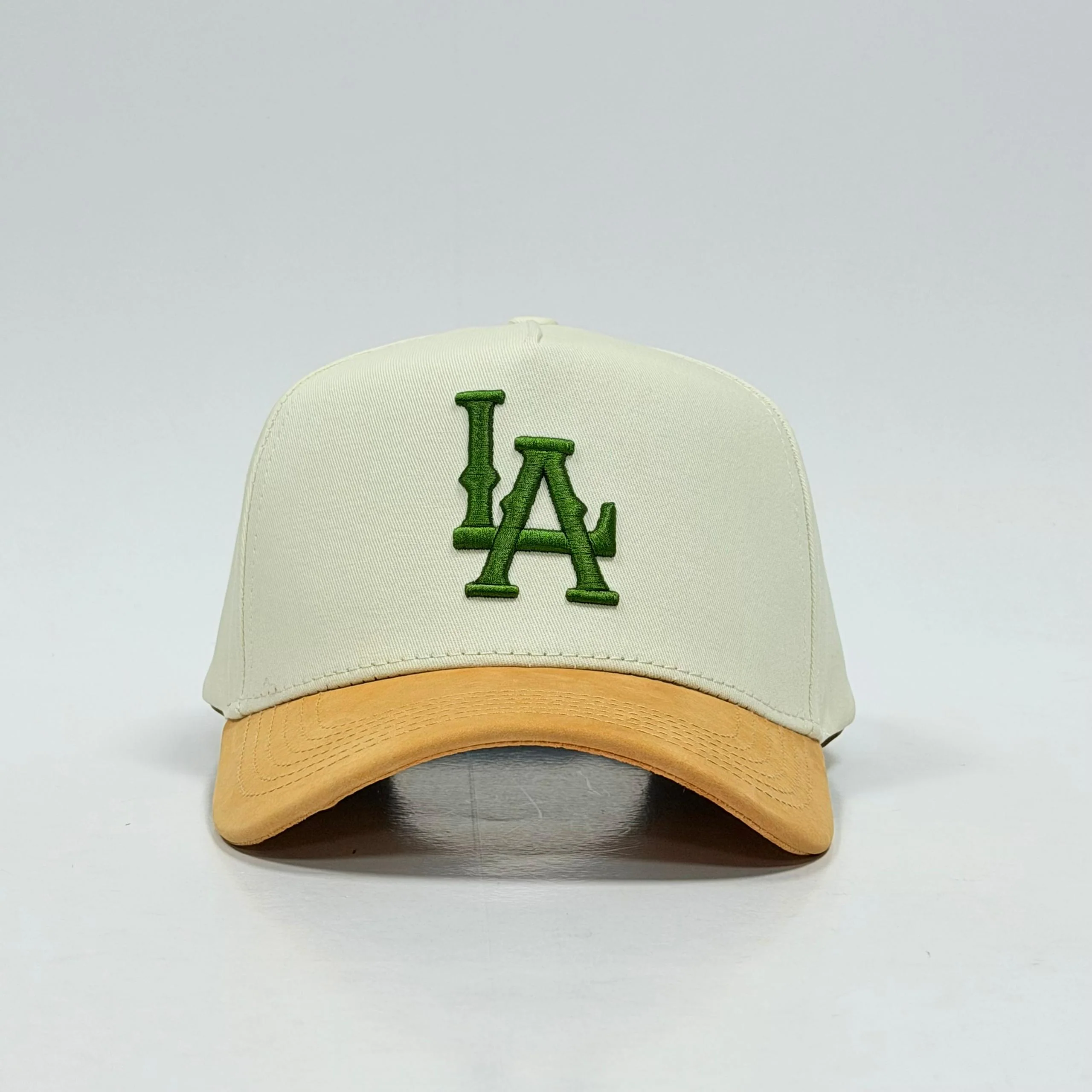 CLUB LA HAT KHAKI/GREEN LOGO - LEATHER BRIM