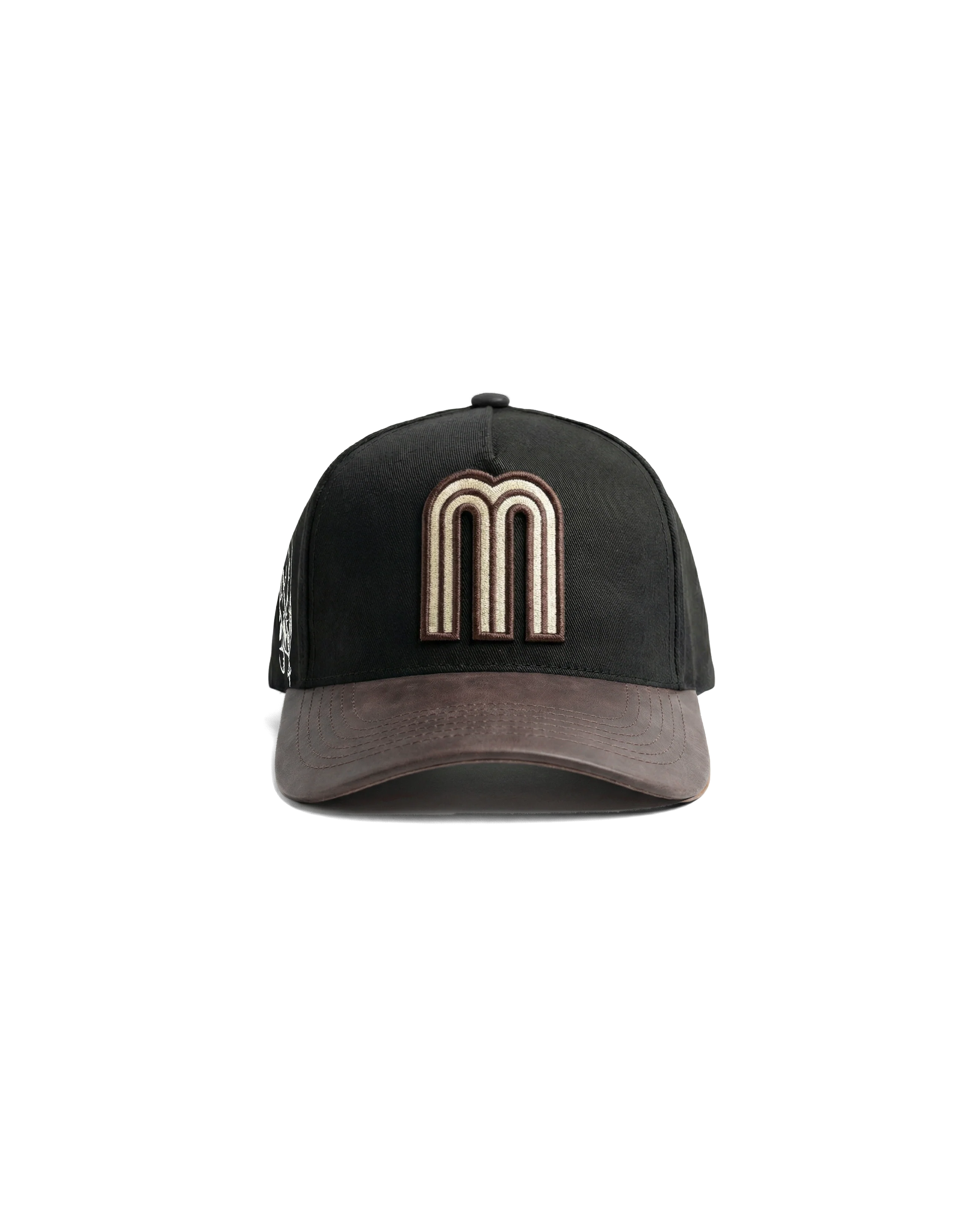 MEXICO SI DIOS QUIERE HAT -BLACK/BROWN LEATHER BRIM